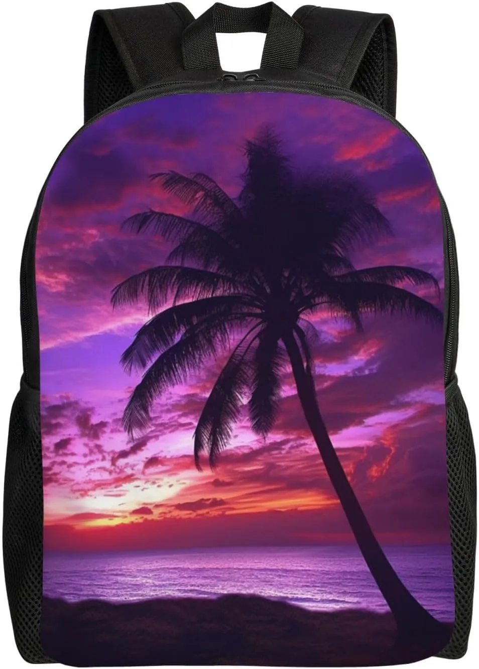 Palm Tree Purple Sunset Laptop Backpack 16.1Inch Casual Daypack Work Bag College Computer Bag Gift for Men Women
