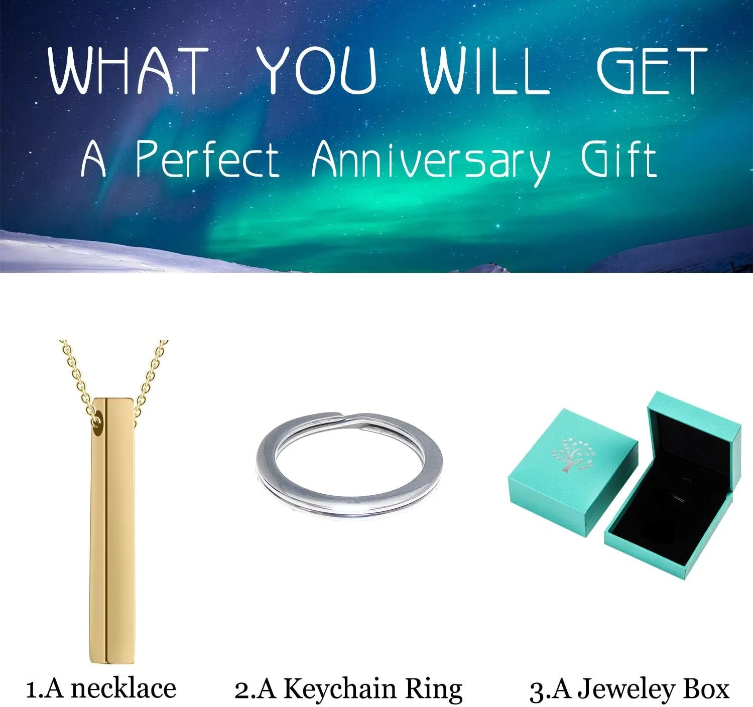 Personalized 4 Sided Vertical Engraved 3D Bar Necklace,Custom Pendant Necklace