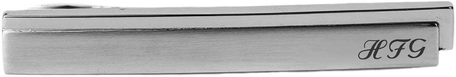 Personalized Stainless Steel Silver Two Tone Skinny Tie Clip Custom Engraved Free - Ships from USA