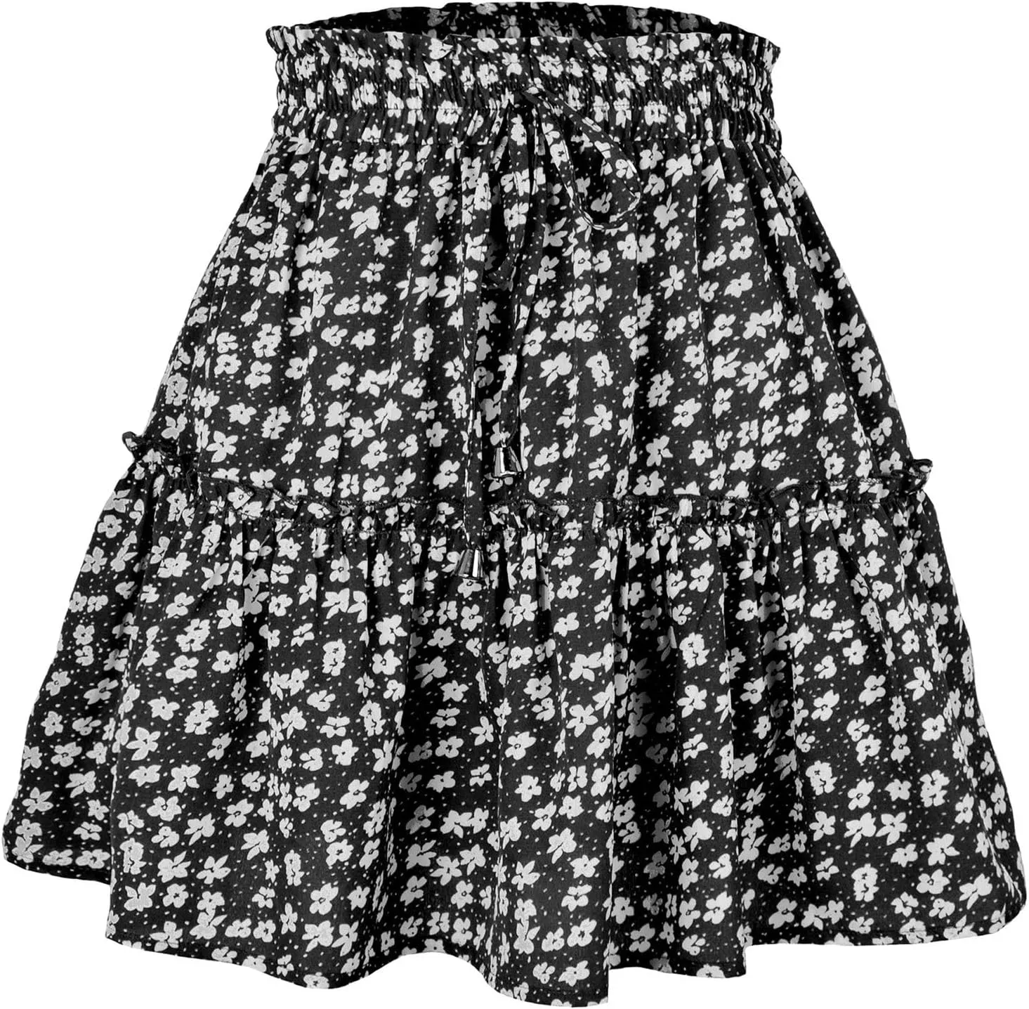 Pleated Skirts for Women Summer High Waist Ruffle Short Skirts Floral Swing Beach Mini Skirt