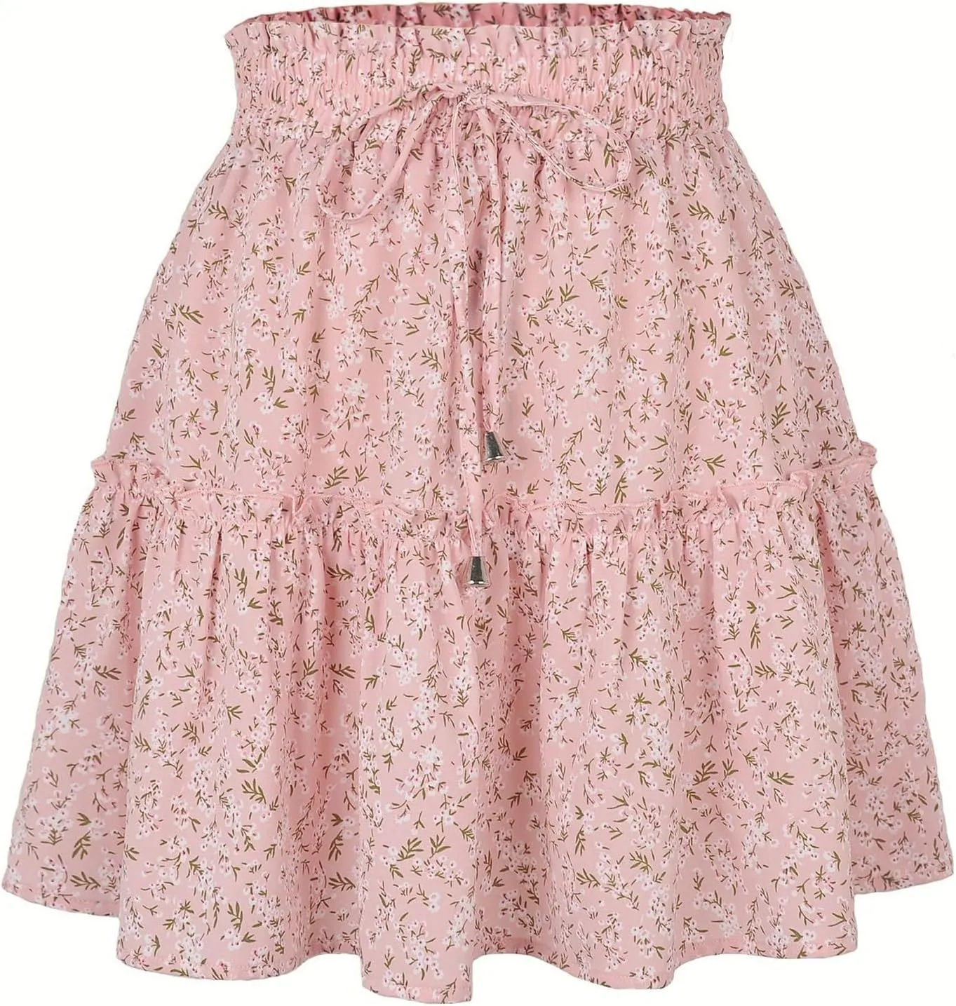 Pleated Skirts for Women Summer High Waist Ruffle Short Skirts Floral Swing Beach Mini Skirt