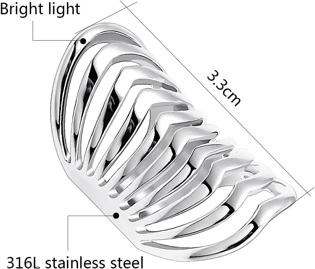 Polished Stainless Steel Split Style Ring Multilayer Stacked Knuckle Finger Rings Band