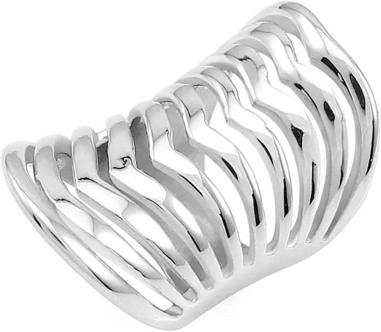 Polished Stainless Steel Split Style Ring Multilayer Stacked Knuckle Finger Rings Band