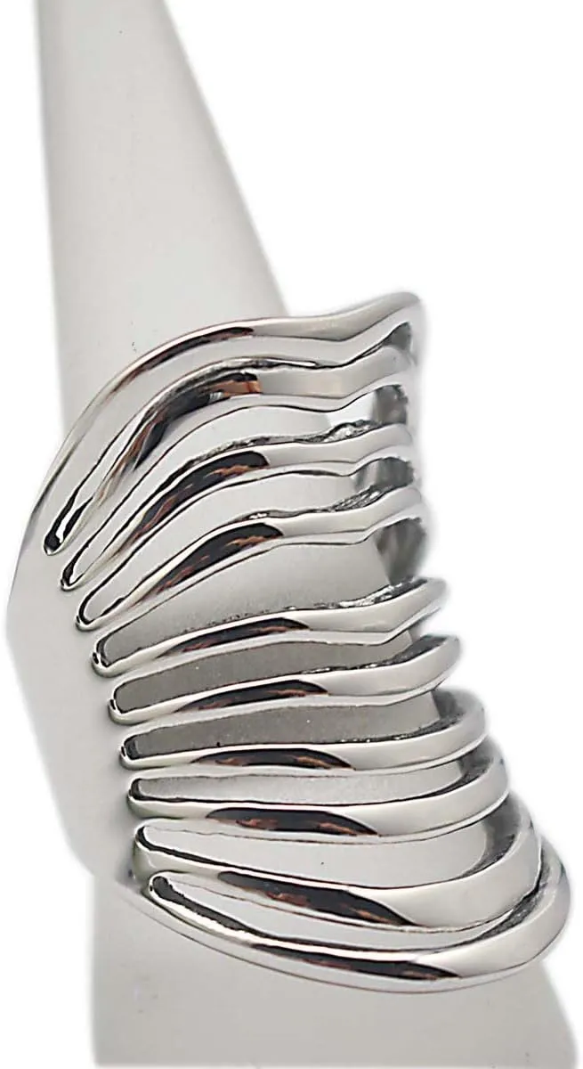 Polished Stainless Steel Split Style Ring Multilayer Stacked Knuckle Finger Rings Band