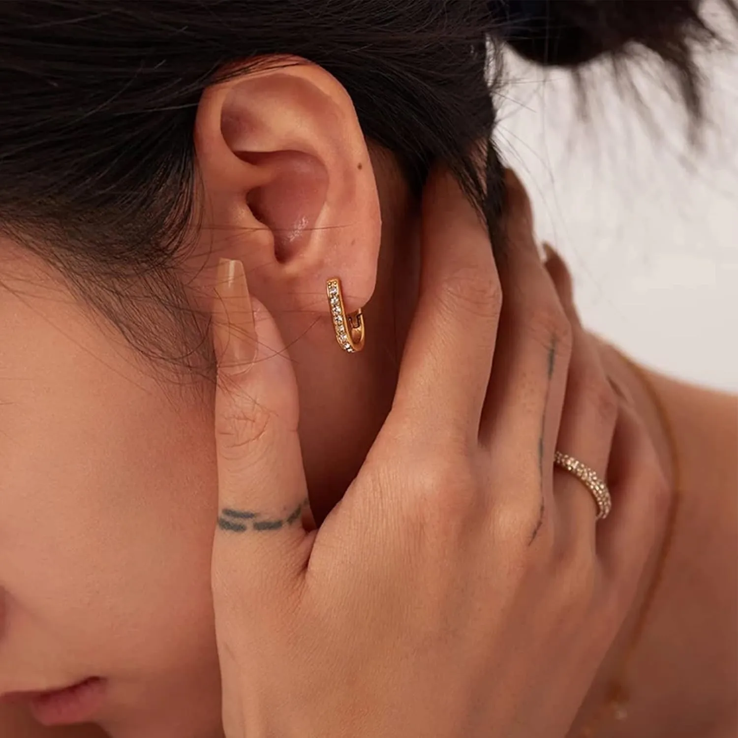 PRETOLE 925 Sterling Silver Hoop Earrings for Women Gold Huggie Hoop Earrings Hypoallergenic Lightweight 14K Gold Plated Mini Hoop Earrings with Cubic Zirconia Small Gold Cartilage Hoops for Women