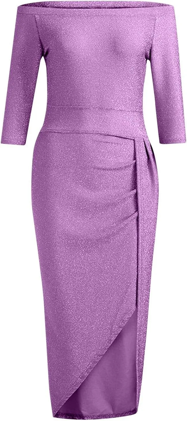 Prom Dresses for Women 2025 Elegant Classy Sequin Spring Strapless High Slit Hem Midi Cocktail Wedding Guest Dresses