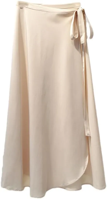Rfmfkkg Womens Wrap Skirts Long Skirts Midi Skirt A-Line Solid Casual High Lace Up Waist
