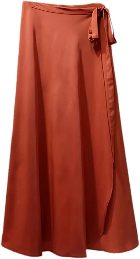 Rfmfkkg Womens Wrap Skirts Long Skirts Midi Skirt A-Line Solid Casual High Lace Up Waist
