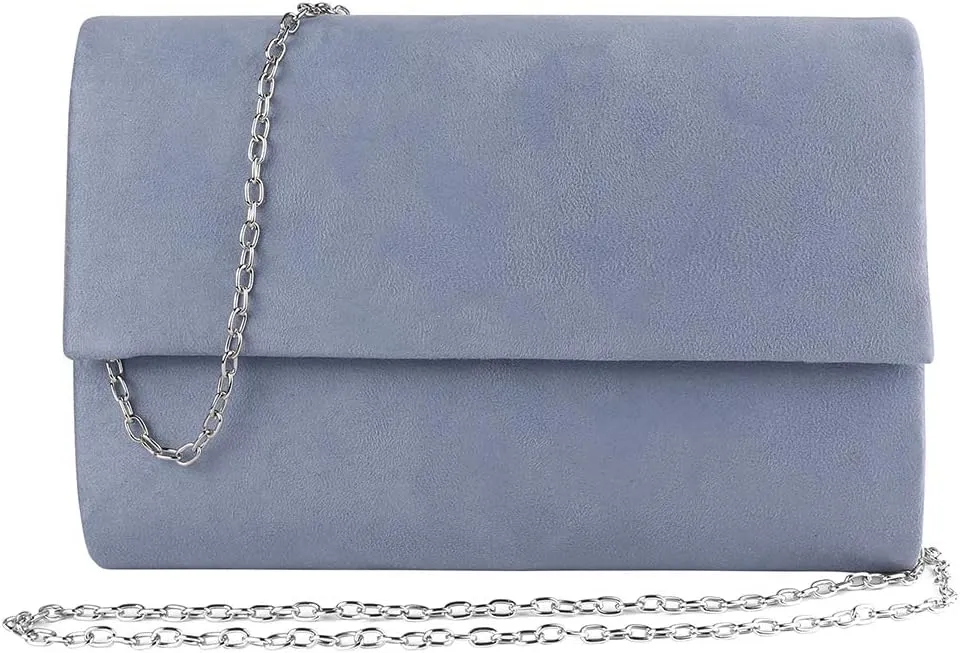 ROXIE Faux Suede Evening Clutch Crossbody Bag with Chain Strap for Women Wedding Cocktail Party Prom