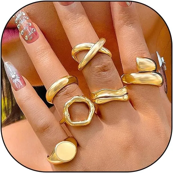 Rrdaily Boho Gold Stackable Knuckle Ring Set for Women Vintage Cross Twisted Open Adjustable Rings Joint Finger Stacking Nail Rings Jewelry