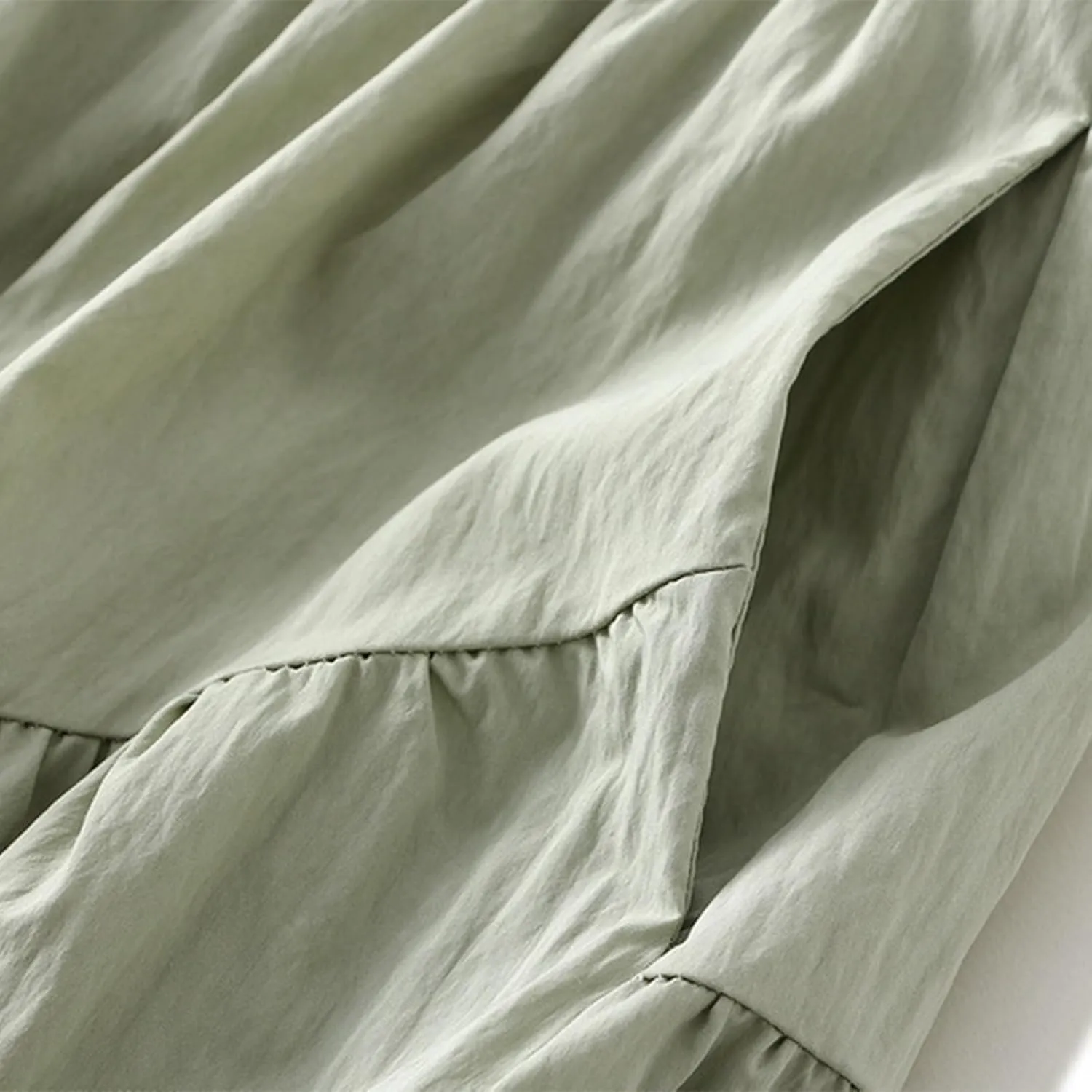 Ruffle Midi Skirts for Women Elastic Waist Pleated Swing Skirt Trendy Business Solid Color Casual A-Line Skirts
