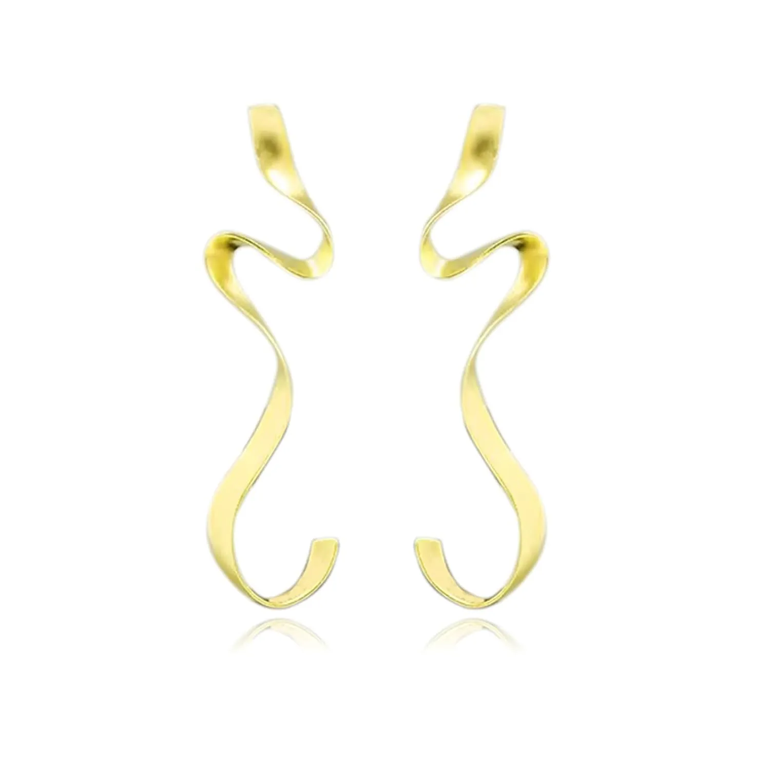 S925 Sterling Silver Spiral Geometric Earring for Women Gold Irregular Abstract Geometric Earrings Chunky Spiral Dangle Earrings Hypoallergenic Gold Plated Geometric Boho Earrings (Gold)