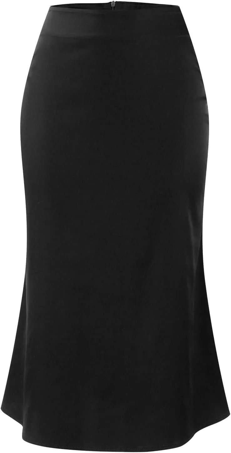 Satin Skirts for Women Midi Length Silk Skirt Elegant High Waisted Midi Skirt Flowy A-Line Flared Cocktail Party Long Skirts