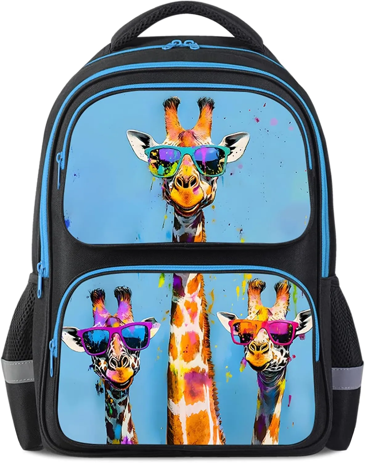 School Backpack For Boys Girls Backpack For Kids Toddler Teens Elementary Middle School 17 inch Boys Backpacks Ages 6-18 Travel Book bag with Chest Strap Giraffe Pattern