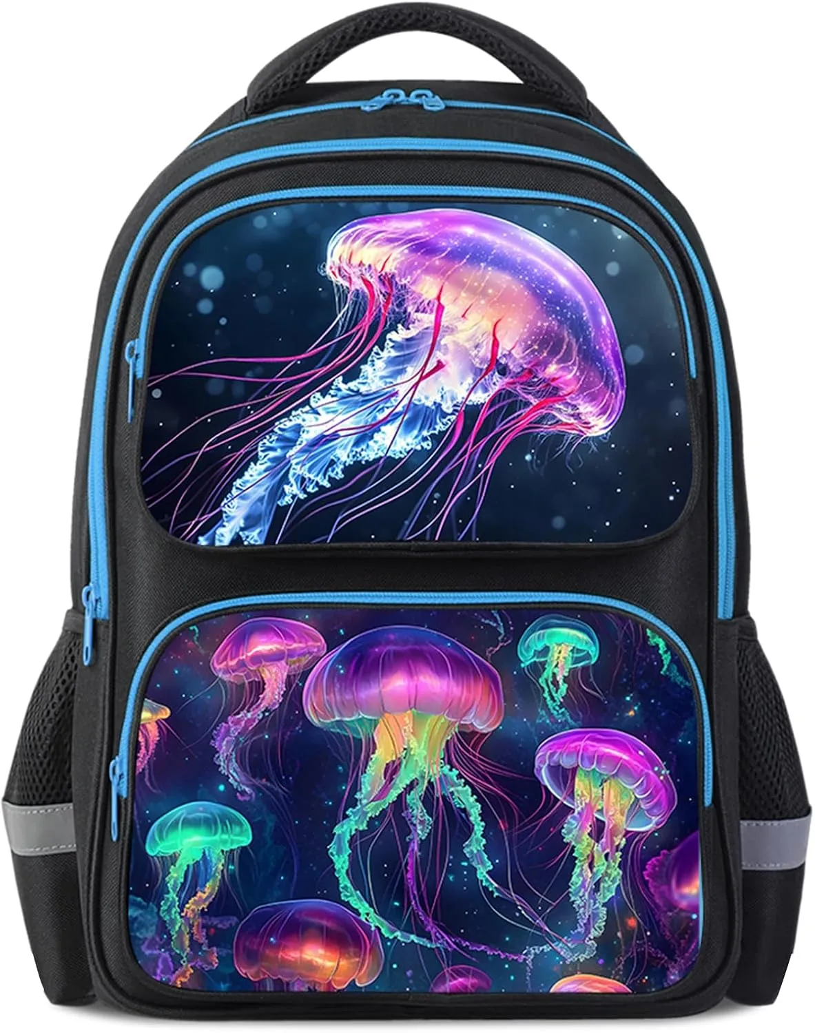 School Backpack For Boys Girls Backpack For Kids Toddler Teens Elementary Middle School 17 inch Boys Backpacks Ages 6-18 Travel Book bag with Chest Strap Jellyfish Pattern