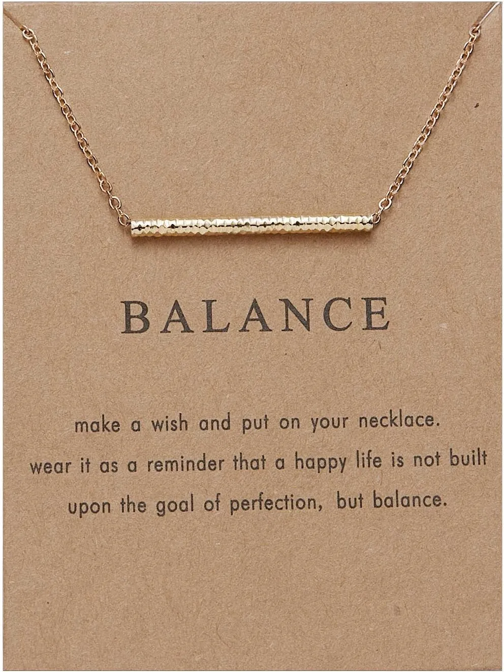 Sisadodo Bar Necklaces for Women Friend Friendship Woman Balance Pendant Long Chain Necklace with Message Card for Birthday Christmas Gifts