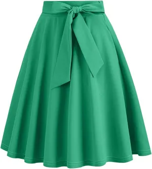 Skirts for Women Midi Length Vintage Hepburn Skirt Cinch Waist Bow Tie Plus Size Baggy Western Skirts Clothes