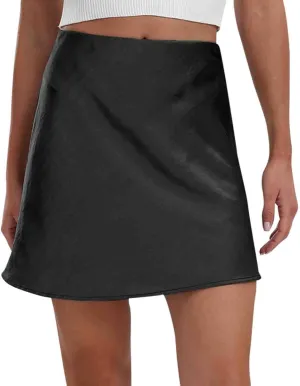 Skirts for Women Trendy, High Waisted Skirts Elegant Flared Elastic A-Line Solid Color Basic Skirts Sexy Mini Skirt
