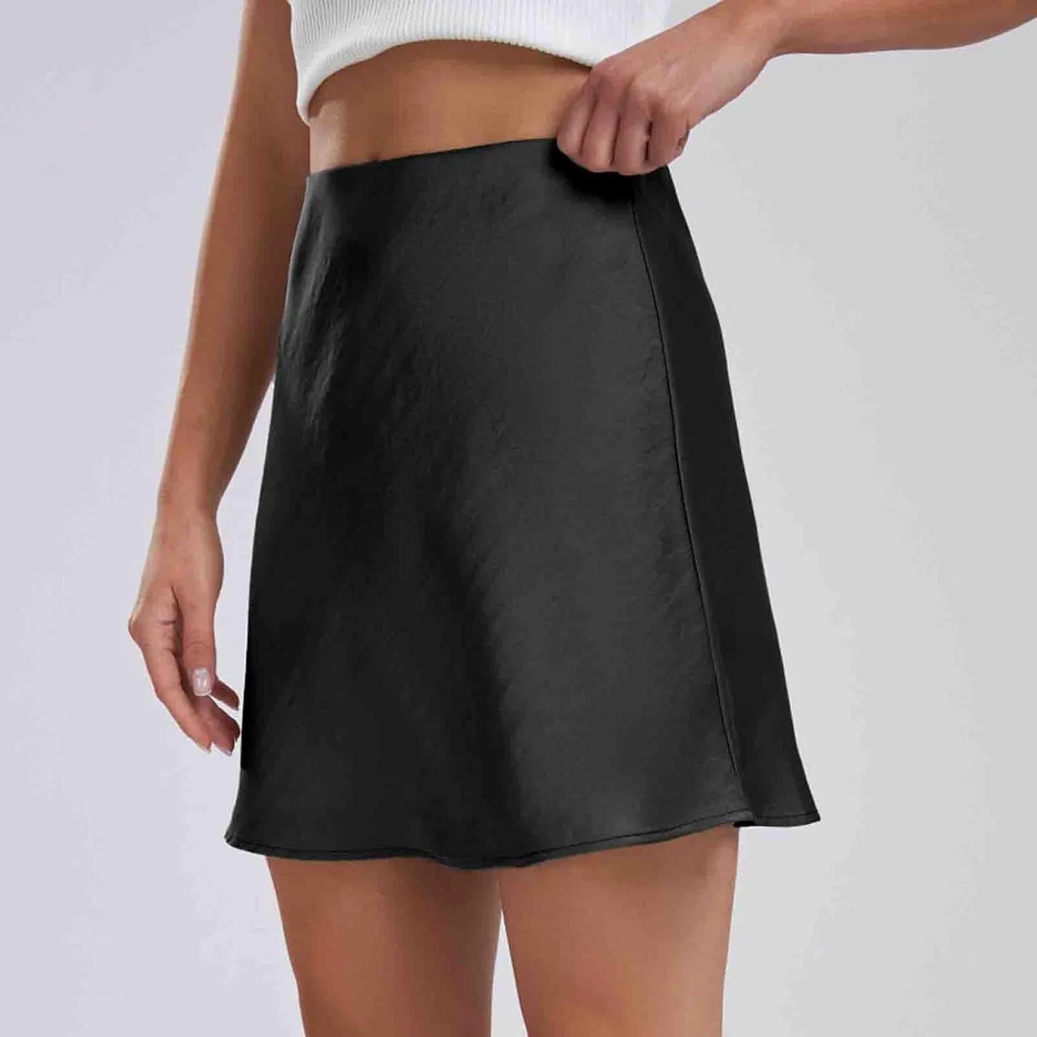Skirts for Women Trendy, High Waisted Skirts Elegant Flared Elastic A-Line Solid Color Basic Skirts Sexy Mini Skirt