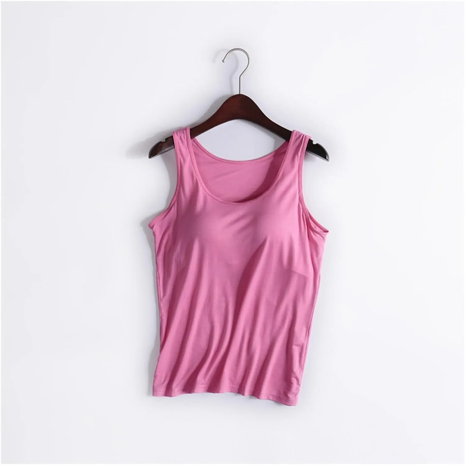 Sleeveless Womens Tank Tops with Built in Bra, Summer Cute Top Basic Padded Wide Strap Yoga Camisole Workout Shirts