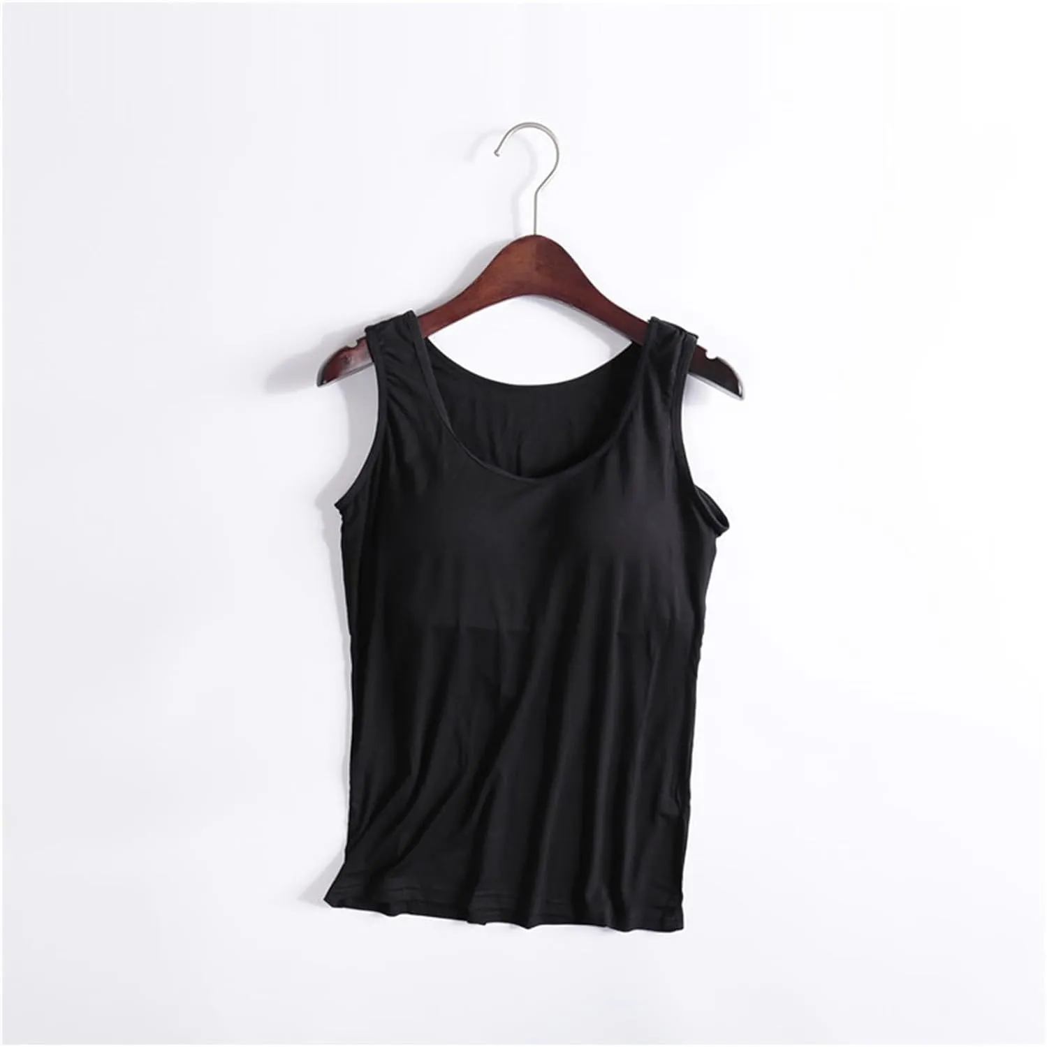 Sleeveless Womens Tank Tops with Built in Bra, Summer Cute Top Basic Padded Wide Strap Yoga Camisole Workout Shirts