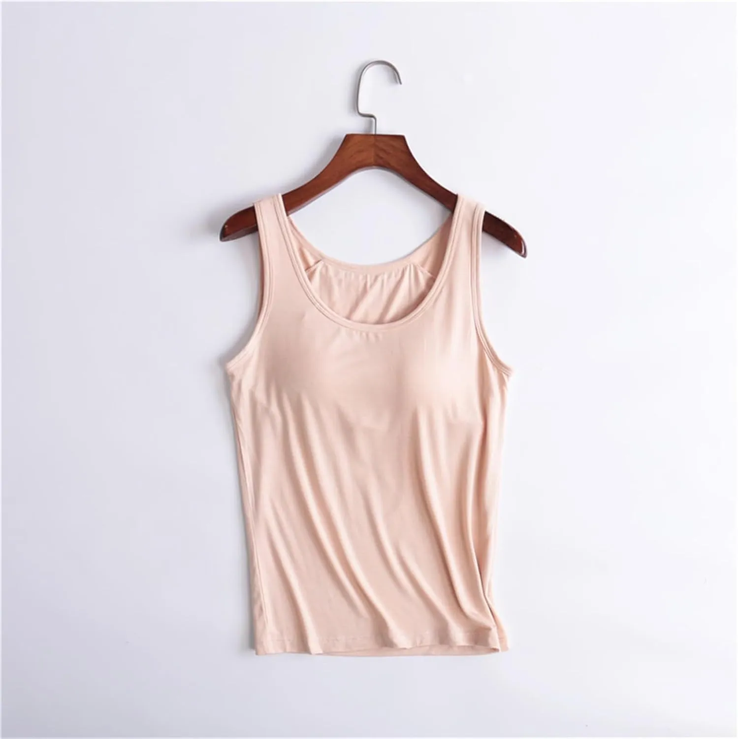 Sleeveless Womens Tank Tops with Built in Bra, Summer Cute Top Basic Padded Wide Strap Yoga Camisole Workout Shirts