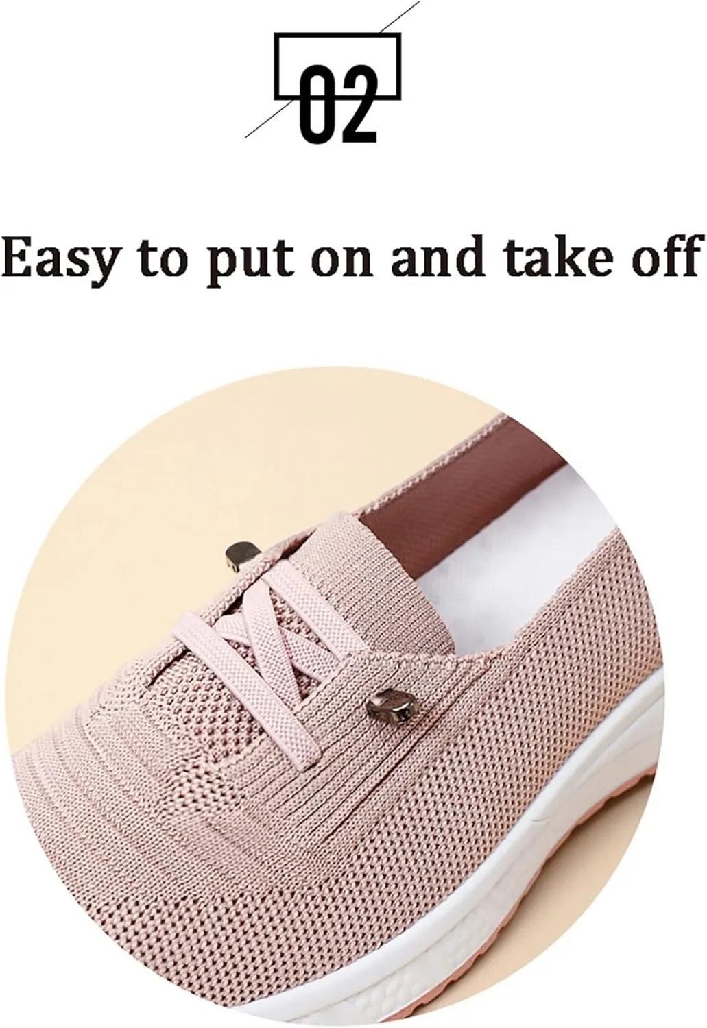Slip On Orthopedic Sneakers Women Breathable Mesh Knitted Woven Low Top Walking Shoes Lightweight Non-Slip