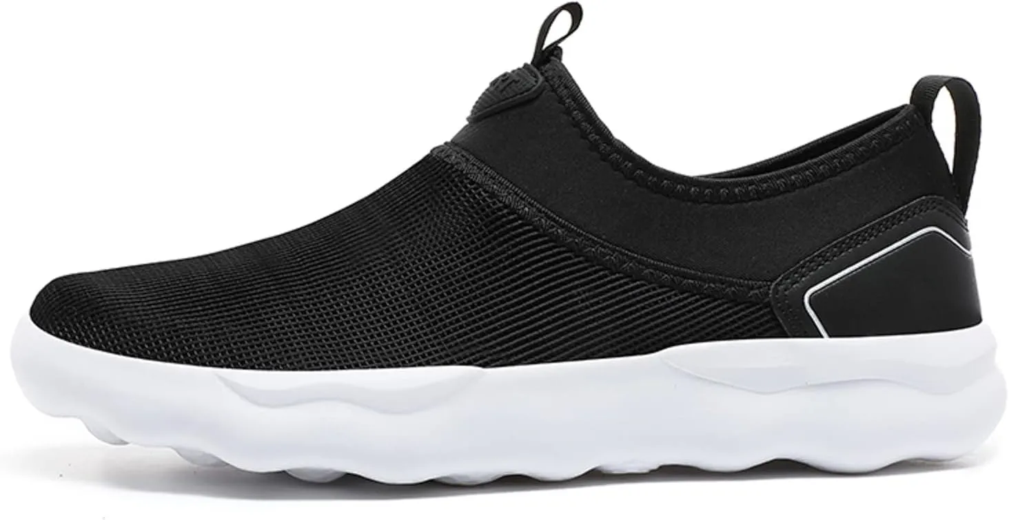 Slip on Walking Shoes for Men Comfy Knitted Memory Foam Breathable Mesh Fashion Sneakers Non Slip Arch Support Cushioning Training Gym Shoes Wide Width