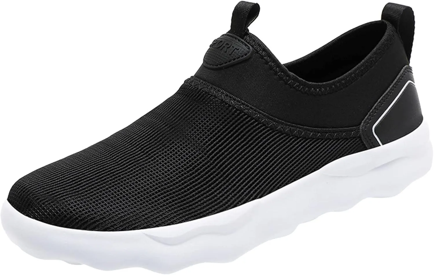 Slip on Walking Shoes for Men Comfy Knitted Memory Foam Breathable Mesh Fashion Sneakers Non Slip Arch Support Cushioning Training Gym Shoes Wide Width