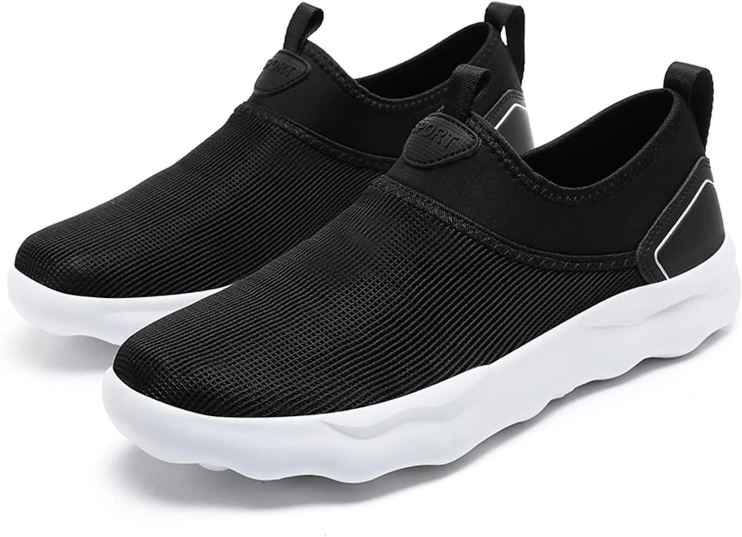 Slip on Walking Shoes for Men Comfy Knitted Memory Foam Breathable Mesh Fashion Sneakers Non Slip Arch Support Cushioning Training Gym Shoes Wide Width