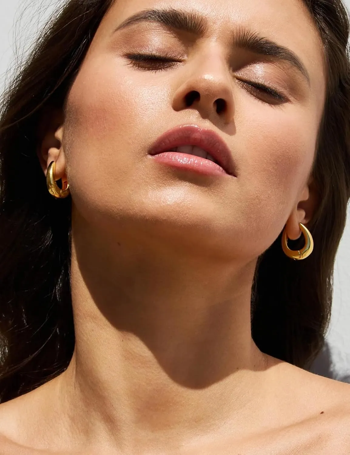 Small Gold Chunky Huggie Hoop Earrings, 14K Gold Plated Thick Huggie Earring, Lightweight Chunky Gold Hoops Earrings for Women