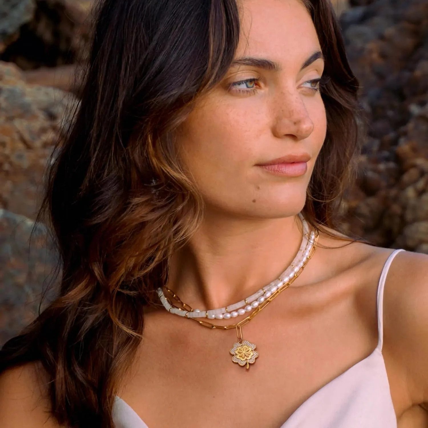 SOFYBJA 18k Gold Chain Choker Dainty Turquoise Beads Bar Necklace for Women Handmade Gemstone Jewelry for Mother's Day