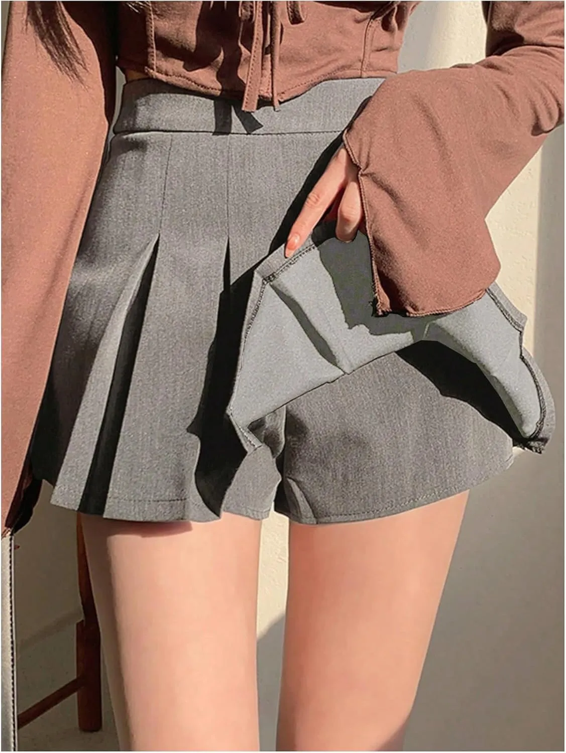 SOLY HUX Women's Pleated Skirt High Waisted A Line Casual Mini Skirts