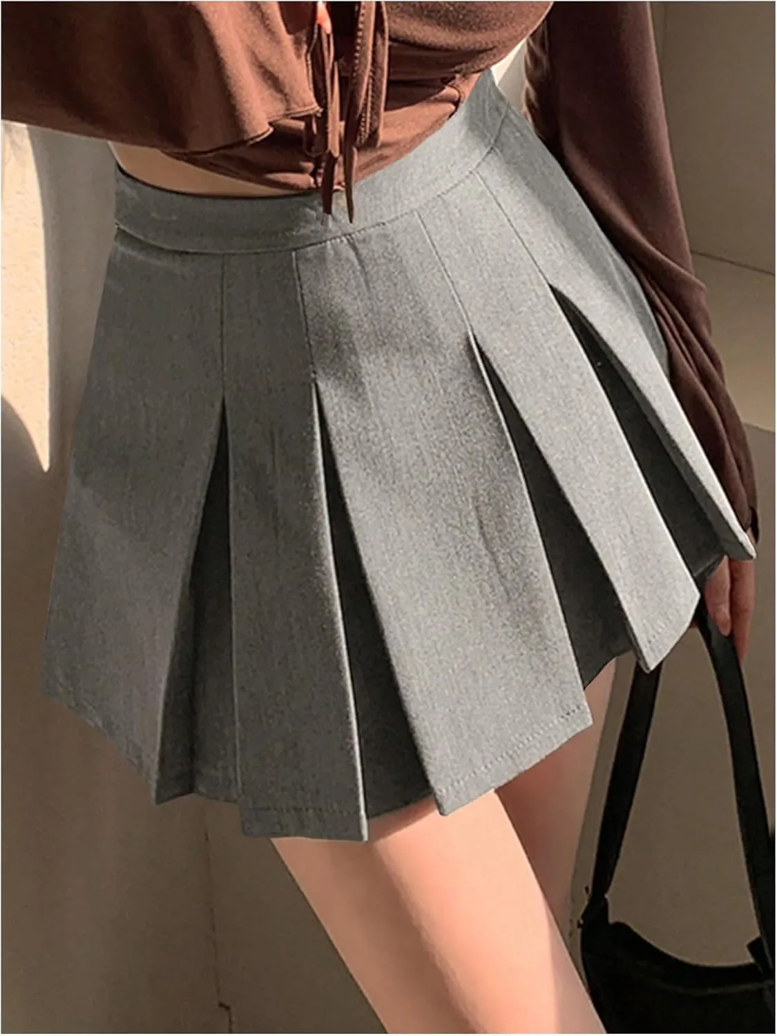 SOLY HUX Women's Pleated Skirt High Waisted A Line Casual Mini Skirts