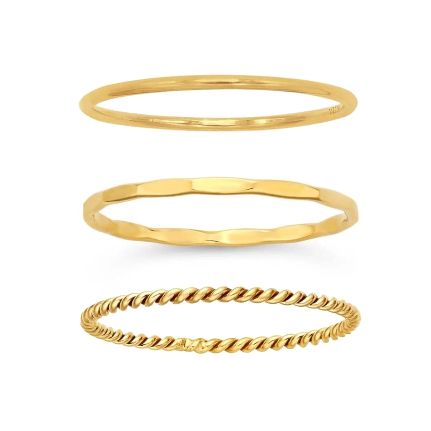 Stack Rings for Women Gold, Thin Stacking Rings, Stacked Rings for Women, Stackable Rings, Gold Filled (Gold, Set of 3)