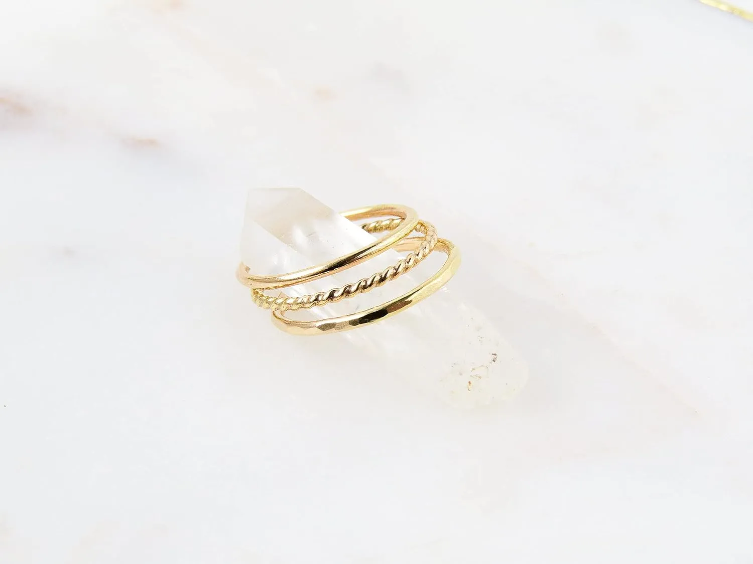 Stack Rings for Women Gold, Thin Stacking Rings, Stacked Rings for Women, Stackable Rings, Gold Filled (Gold, Set of 3)