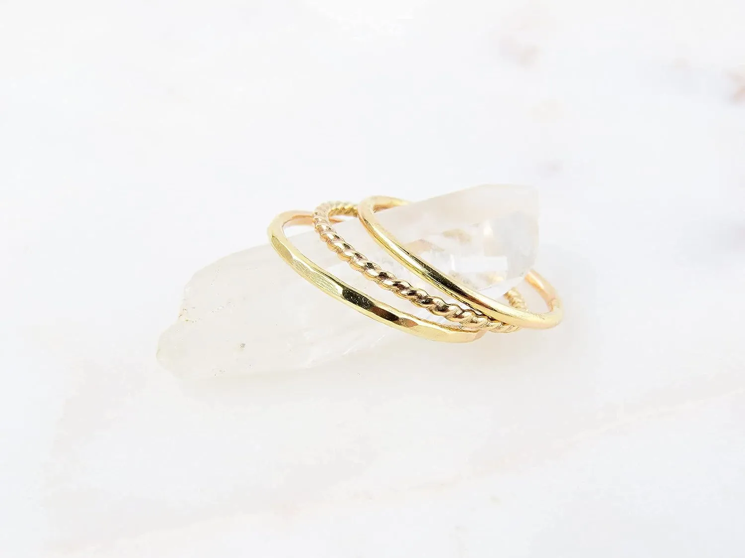 Stack Rings for Women Gold, Thin Stacking Rings, Stacked Rings for Women, Stackable Rings, Gold Filled (Gold, Smooth)