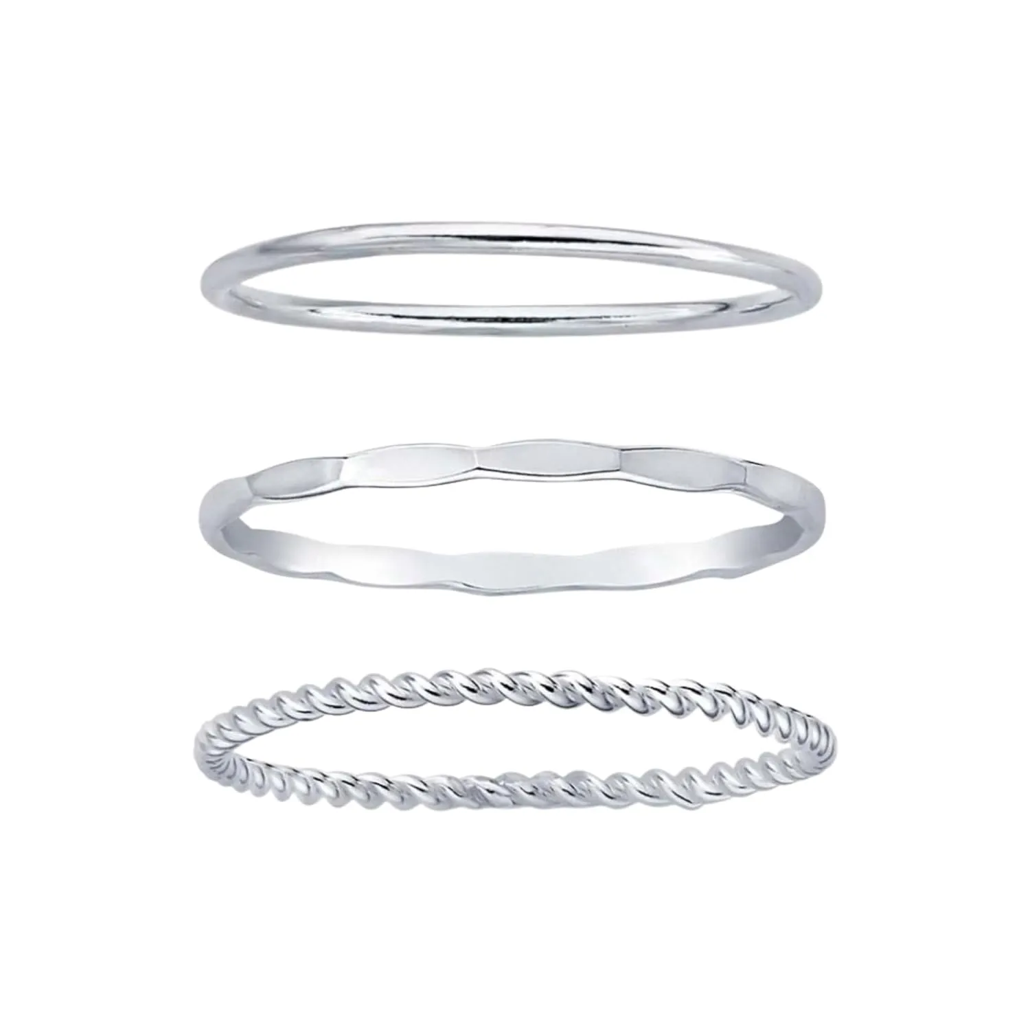 Stack Rings for Women Silver Thin Stacking Rings, Stacked Rings for Women, Stackable Rings (Silver, Set of 3)