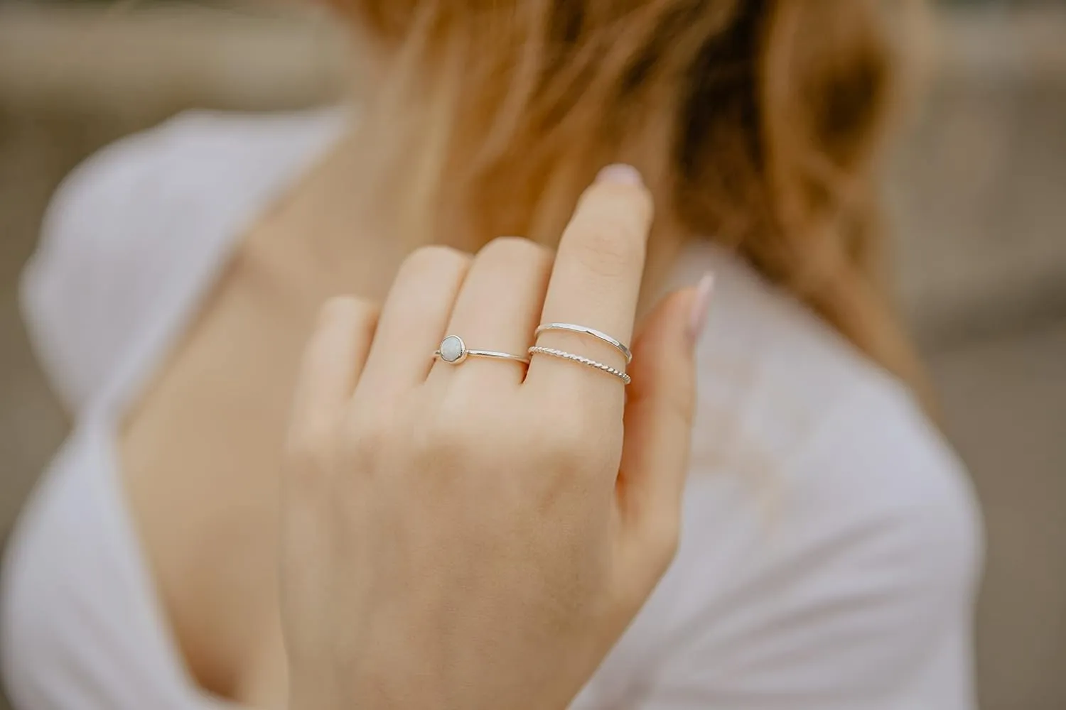 Stack Rings for Women Silver Thin Stacking Rings, Stacked Rings for Women, Stackable Rings (Silver, Set of 3)
