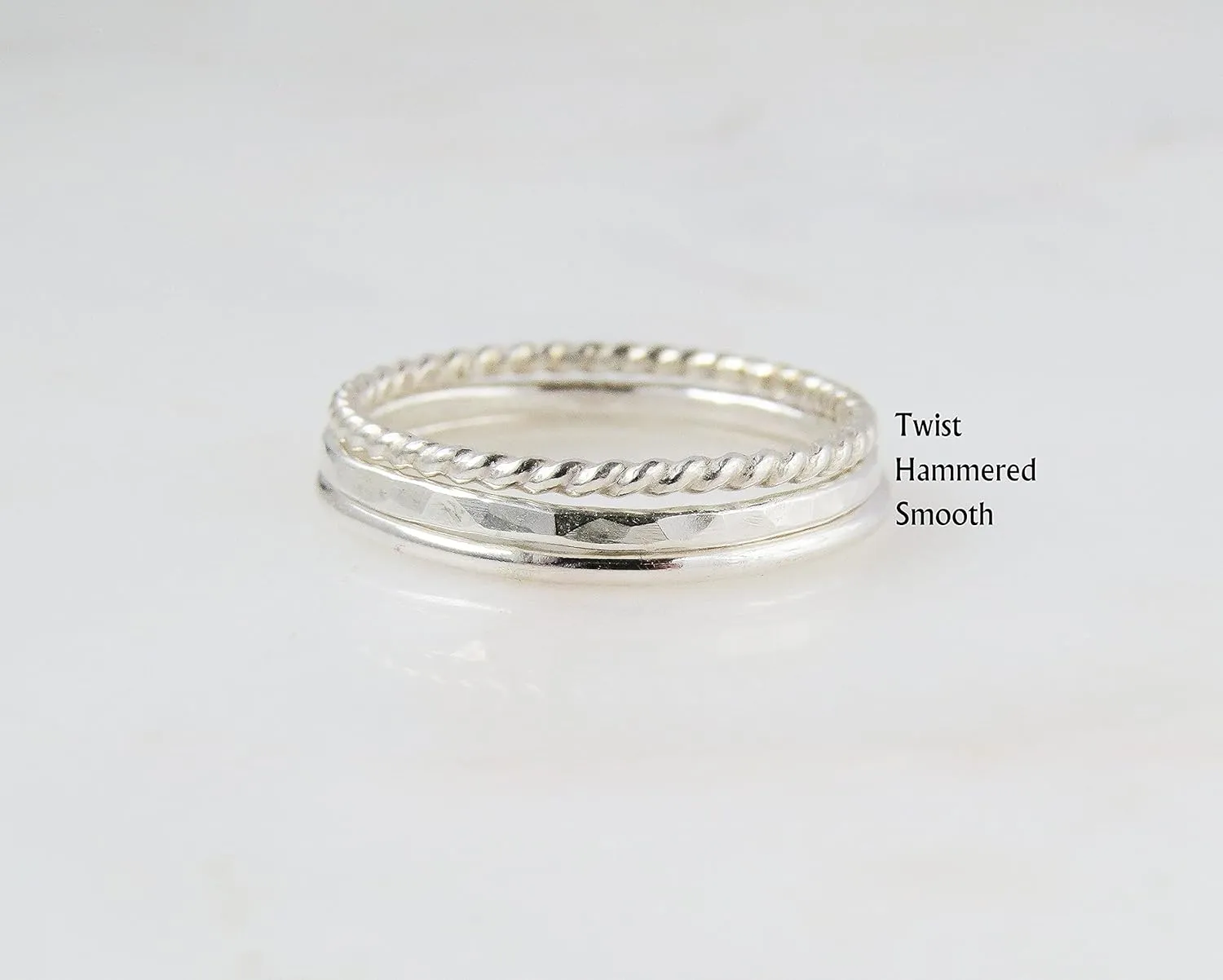 Stack Rings for Women Silver Thin Stacking Rings, Stacked Rings for Women, Stackable Rings (Silver, Set of 3)