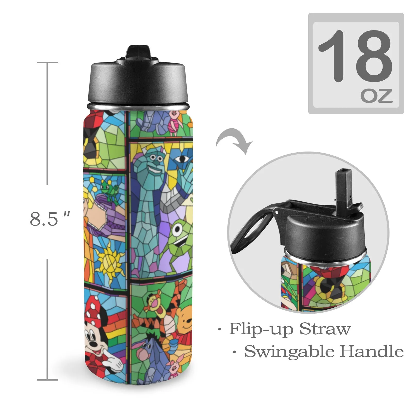 Stained Glass Characters Insulated Water Bottle