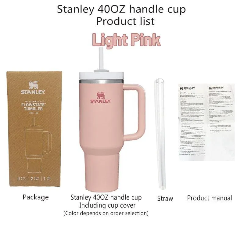 Stanley 40oz Quencher Tumbler With Handle With Straw Lids Stainless Steel Coffee Thermos Cup Car Mugs vacuum cup