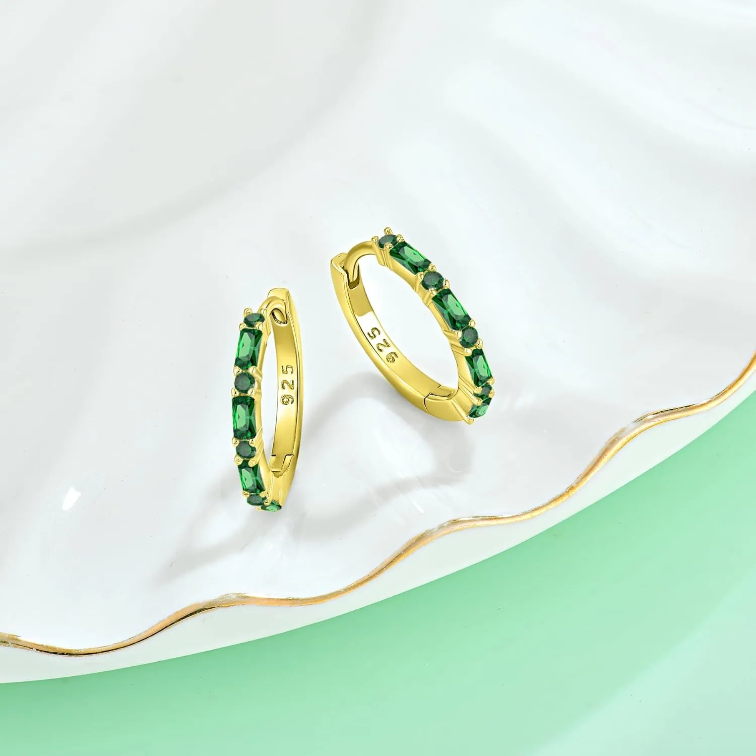 Starchenie Gemstone Huggie Hoop Earrings 925 Sterling Silver Birthstones Jewelry Gift for Women