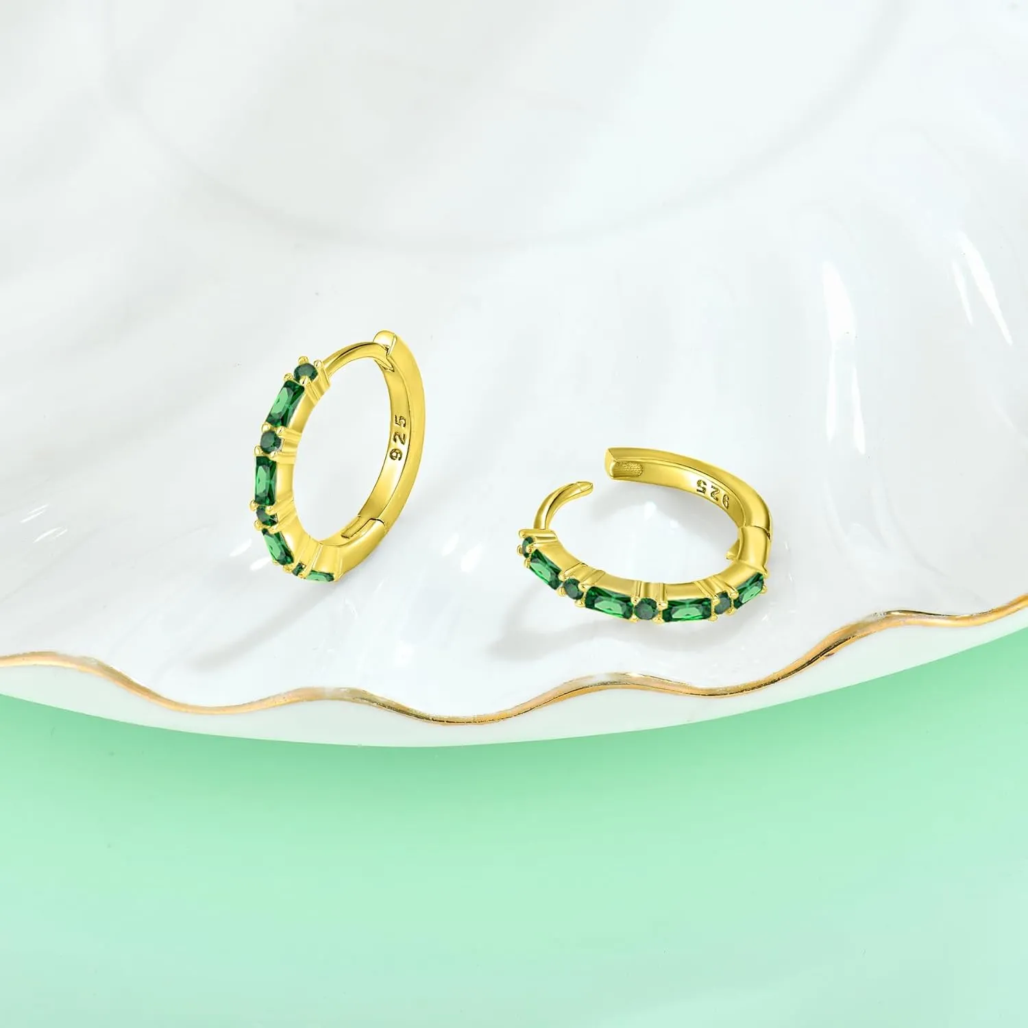 Starchenie Gemstone Huggie Hoop Earrings 925 Sterling Silver Birthstones Jewelry Gift for Women