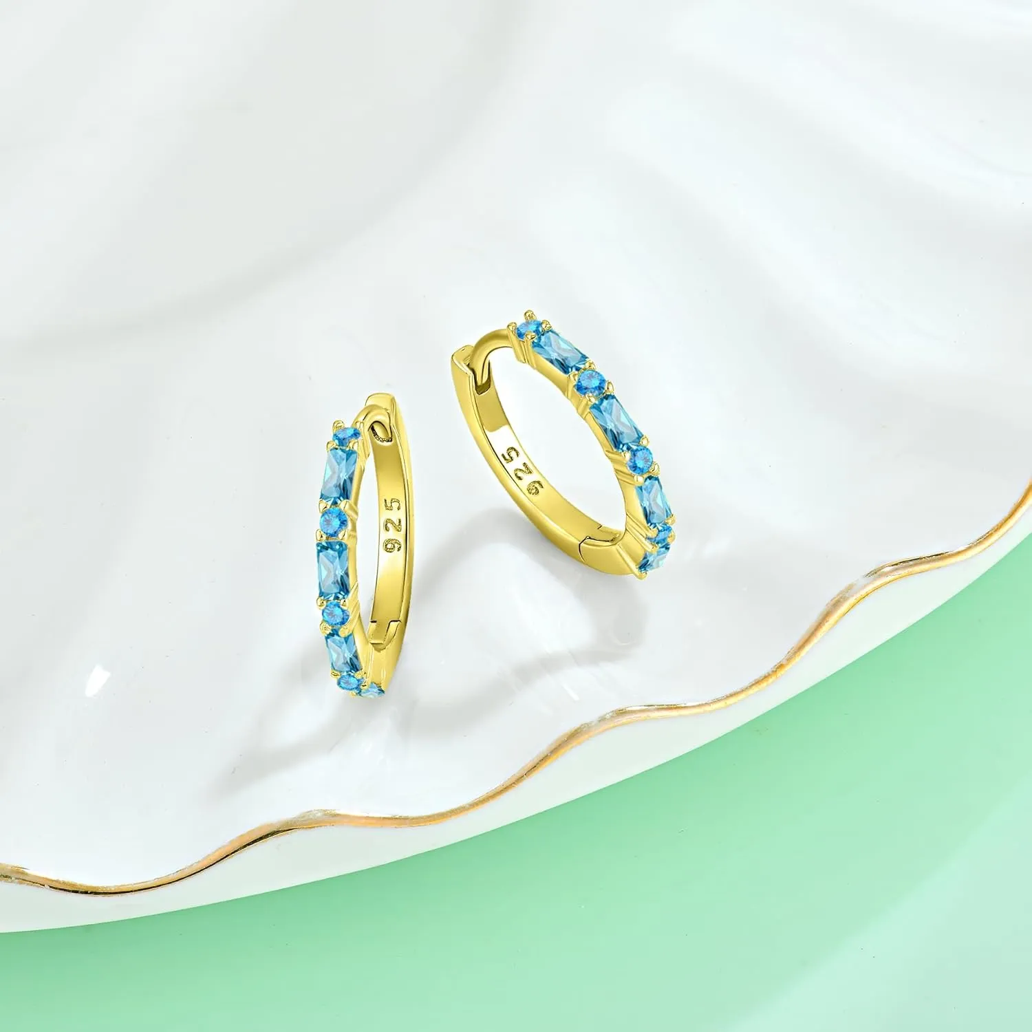 Starchenie Gemstone Huggie Hoop Earrings 925 Sterling Silver Birthstones Jewelry Gift for Women