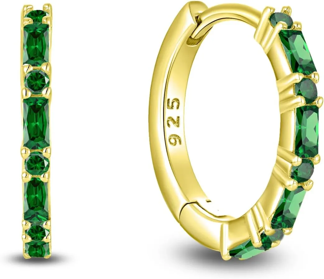Starchenie Gemstone Huggie Hoop Earrings 925 Sterling Silver Birthstones Jewelry Gift for Women