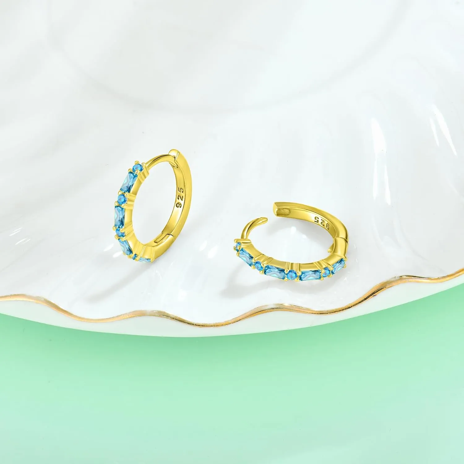 Starchenie Gemstone Huggie Hoop Earrings 925 Sterling Silver Birthstones Jewelry Gift for Women