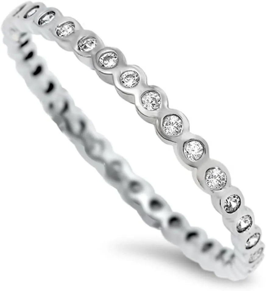 Sterling Silver Clear Crystal Eternity Midi Toe Ring