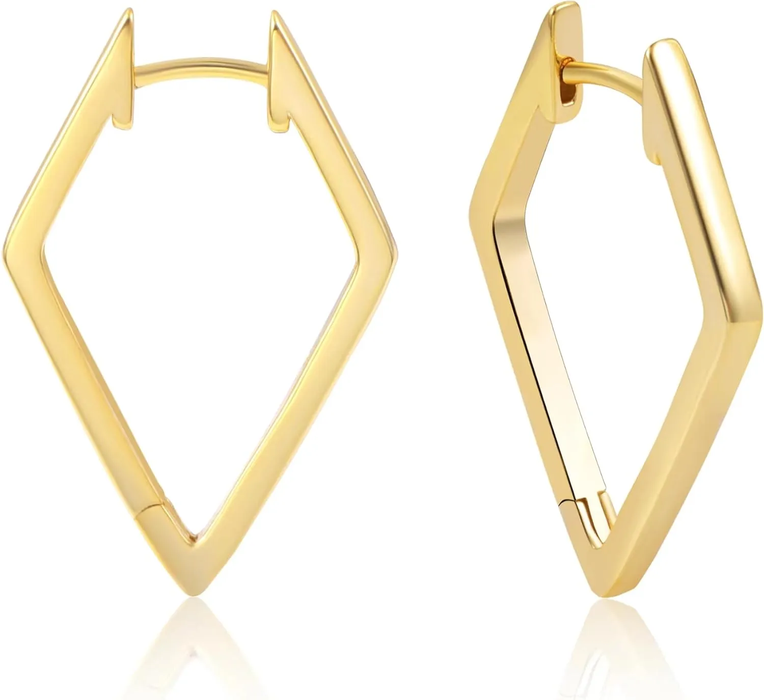 Sterling Silver Geometric Hoop Earrings for Women Hypoallergenic Rectangle Oval Hoop Earrings Square Huggie Hoops Earrings Fashion Jewelry