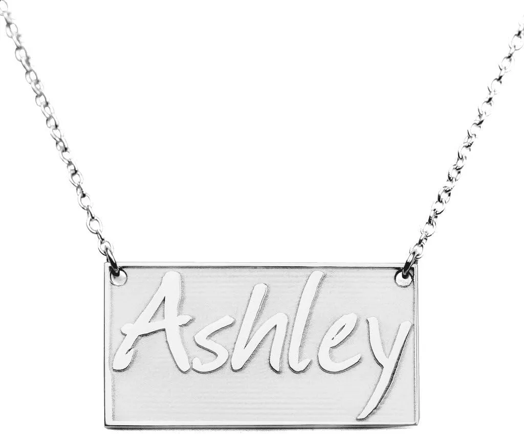 Sterling Silver Personalized Embossed Name Bar Pendant by JEWLR